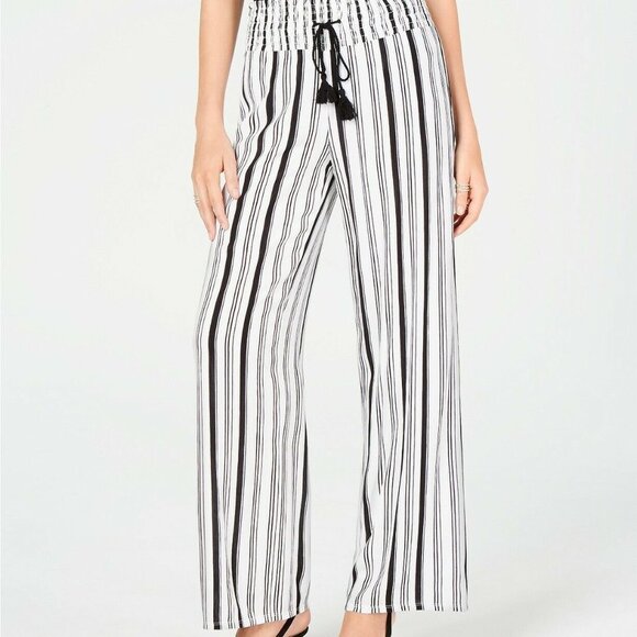 NWT INC International Concepts Luster Stripe Mid Elastic Crinkle Wide Leg Pants - Picture 1 of 8